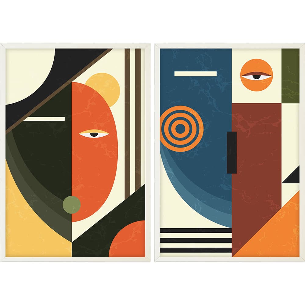 Kit Quadros Decorativos Cubismo Abstrato