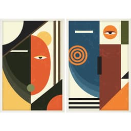 Kit Quadros Decorativos Cubismo Abstrato