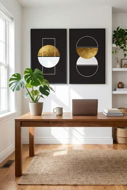 Kit Quadros Decorativos Formas Douradas