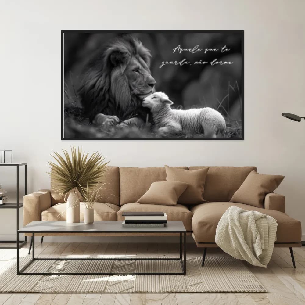 Quadro Decorativo Leão E Ovelha