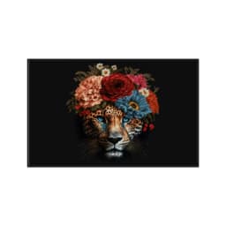 Quadro Decorativo Leopardo Com Coroa De Flores