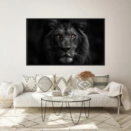 Quadro Decorativo Leão Em Preto
