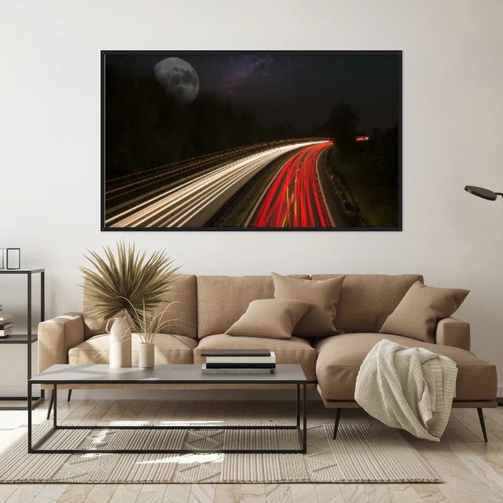 Quadro Decorativo Estrada Com Lua
