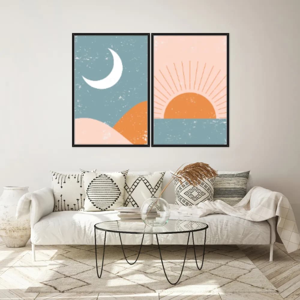 Kit Quadros Decorativos Moon Sun
