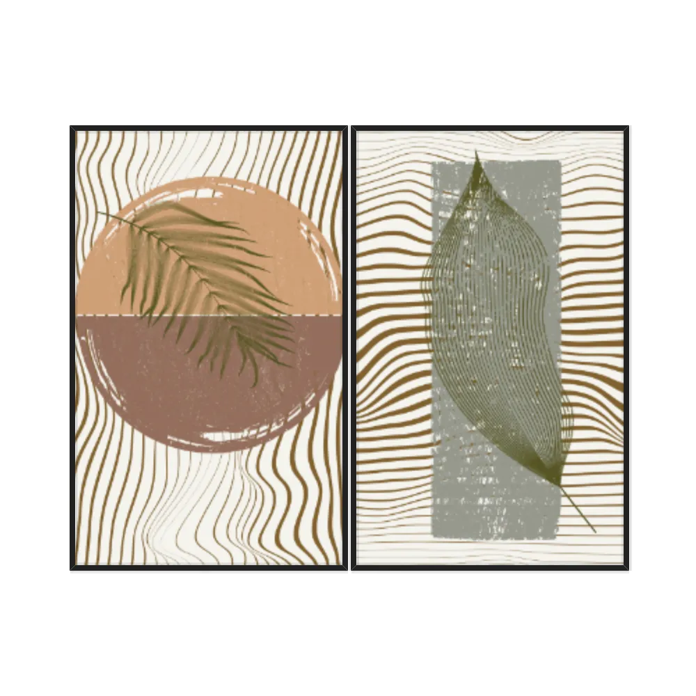 Kit Quadros Decorativos Folhas E Texturas