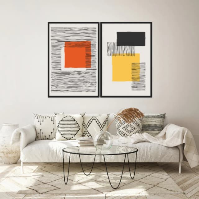 Kit Quadros Decorativos Linhas Minimalistas