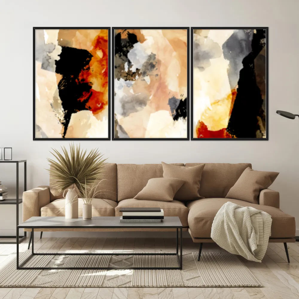 Kit Quadros Decorativos Pintura Abstrata
