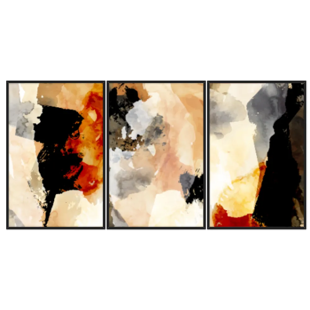 Kit Quadros Decorativos Pintura Abstrata