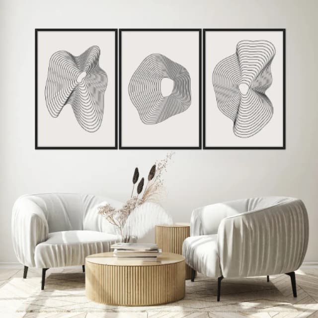 Kit Quadros Decorativos Abstrato Minimalista