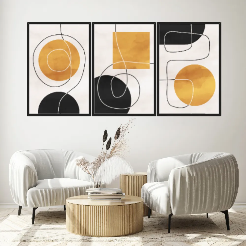Kit Quadros Decorativos Linhas E Formas