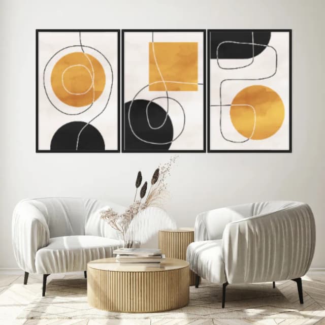 Kit Quadros Decorativos Linhas E Formas