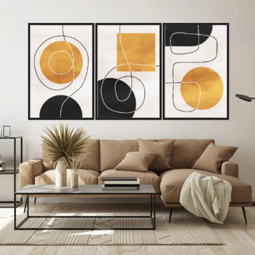 Kit Quadros Decorativos Linhas E Formas