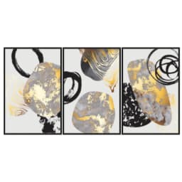 Kit Quadros Decorativos Abstrato Dourado