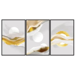 Kit Quadros Decorativos Abstrato Dourado