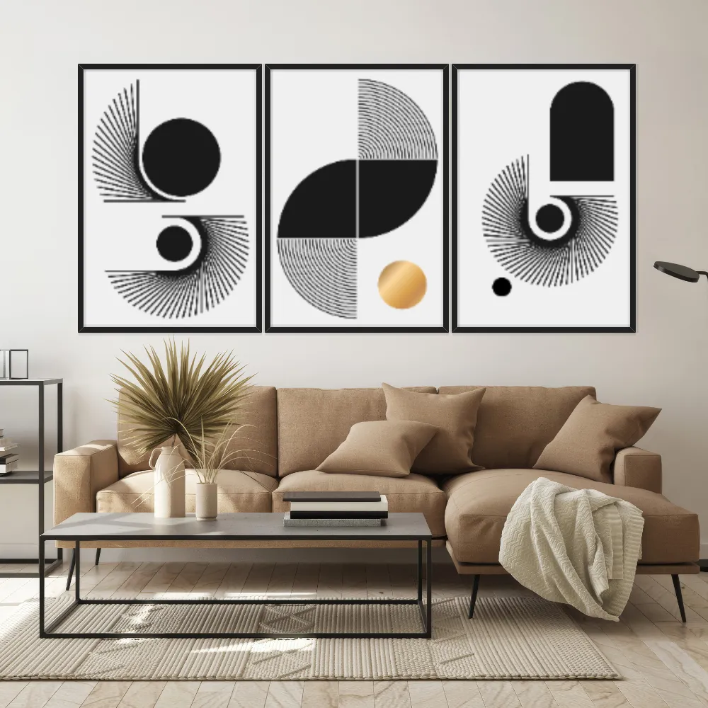 Kit Quadros Decorativos Linhas E Formas