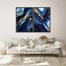 Kit Quadros Decorativos Mármore Azul