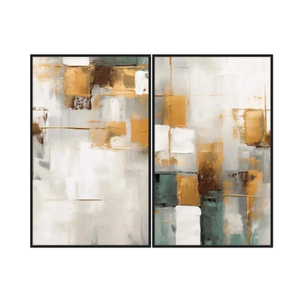 Kit Quadros Decorativos Pintura Abstrata