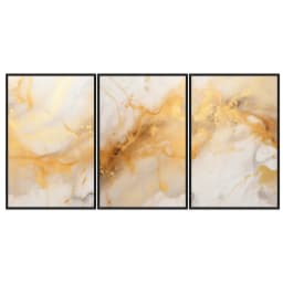 Kit Quadros Decorativos Mármore Dourado