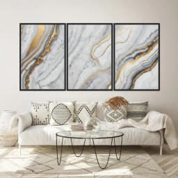 Kit Quadros Decorativos Mármore Dourado
