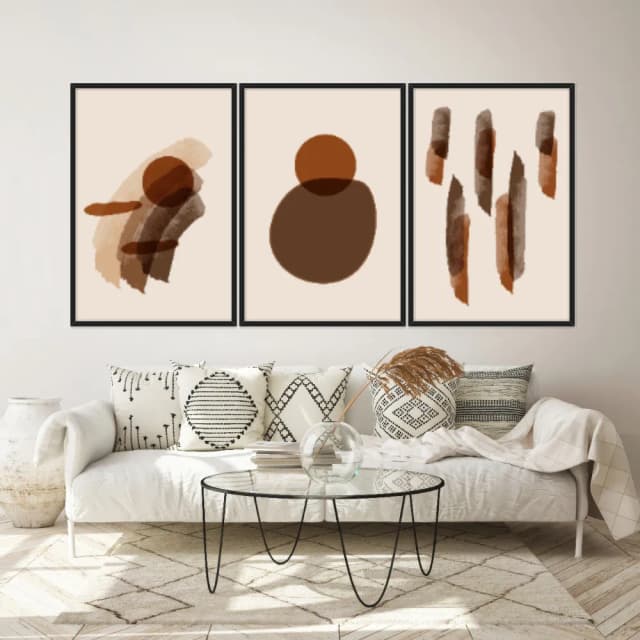 Kit Quadros Decorativos Abstrato Minimalista