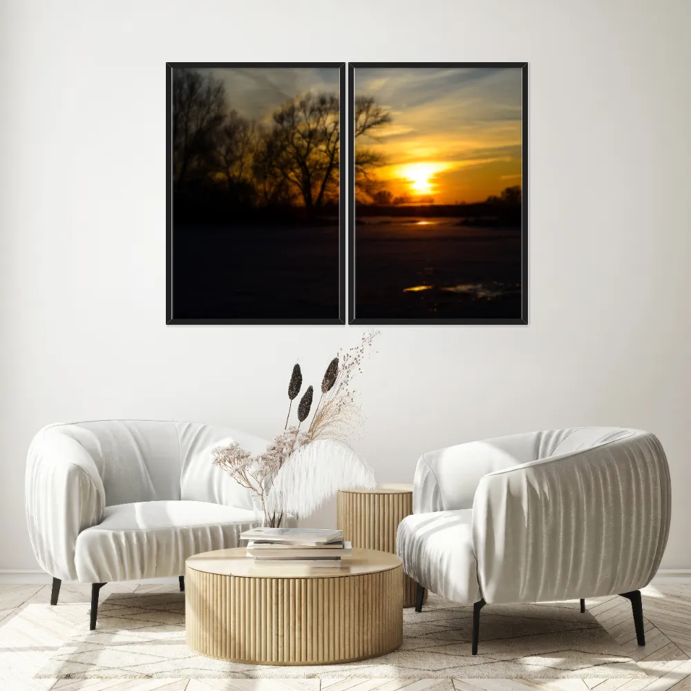 Kit Quadros Decorativos Pôr Do Sol