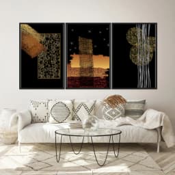 Kit Quadros Decorativos Abstrato Golden
