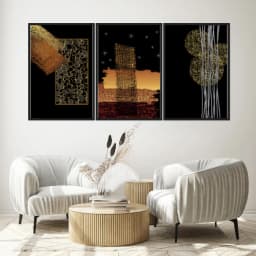 Kit Quadros Decorativos Abstrato Golden