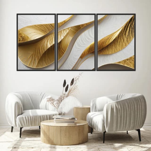 Kit Quadros Decorativos Dourado Formas