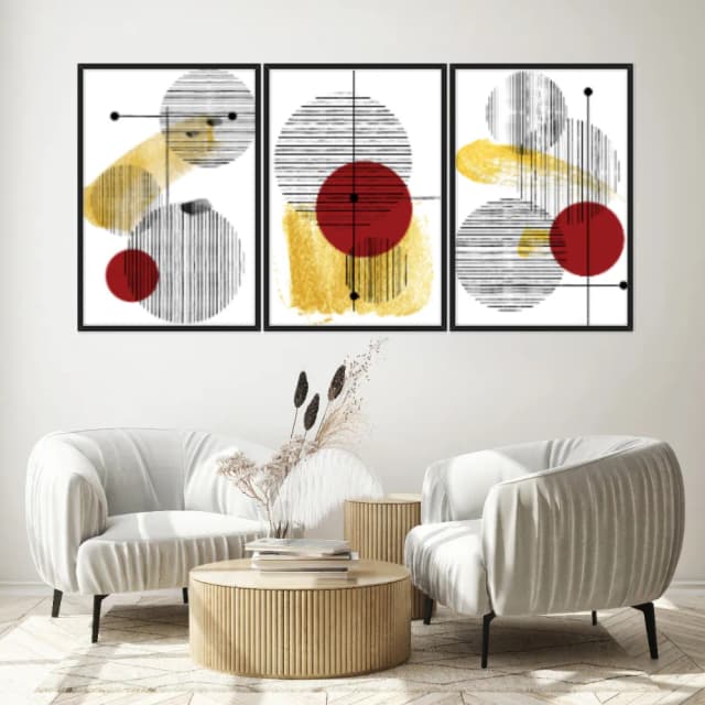 Kit Quadros Decorativos Formas Abstratas