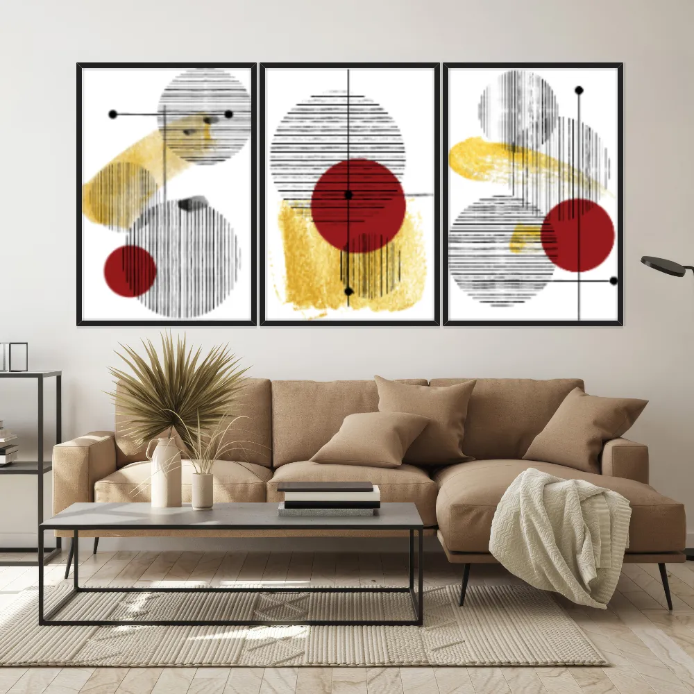 Kit Quadros Decorativos Formas Abstratas