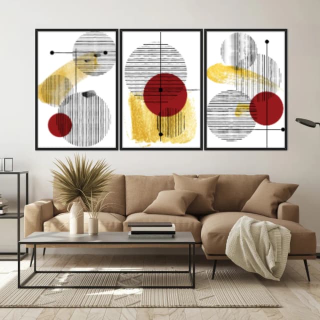 Kit Quadros Decorativos Formas Abstratas