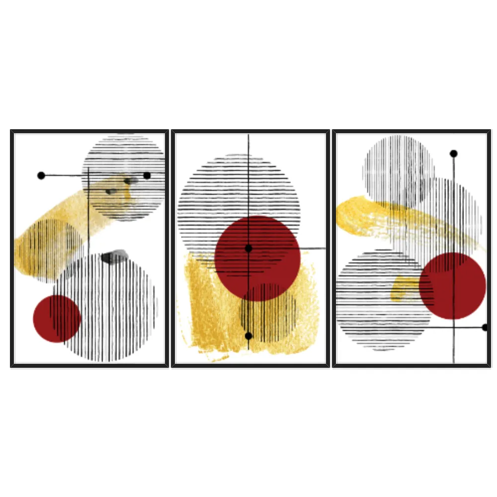 Kit Quadros Decorativos Formas Abstratas