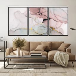 Kit Quadros Decorativos Mármore Rosa