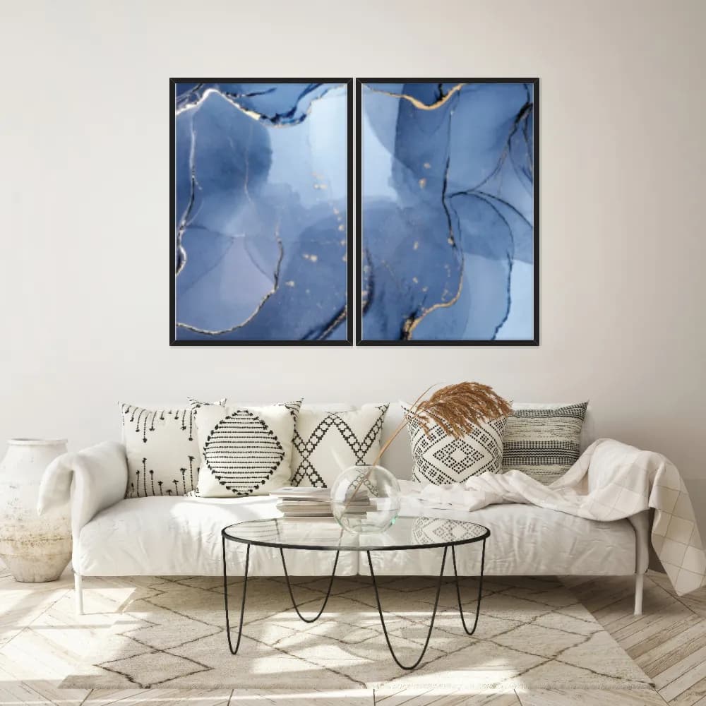 Kit Quadros Decorativos Mármore Azul