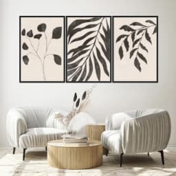 Kit Quadros Decorativos Planta Abstrata