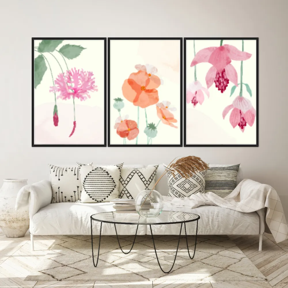 Kit Quadros Decorativos Flora Aquarela