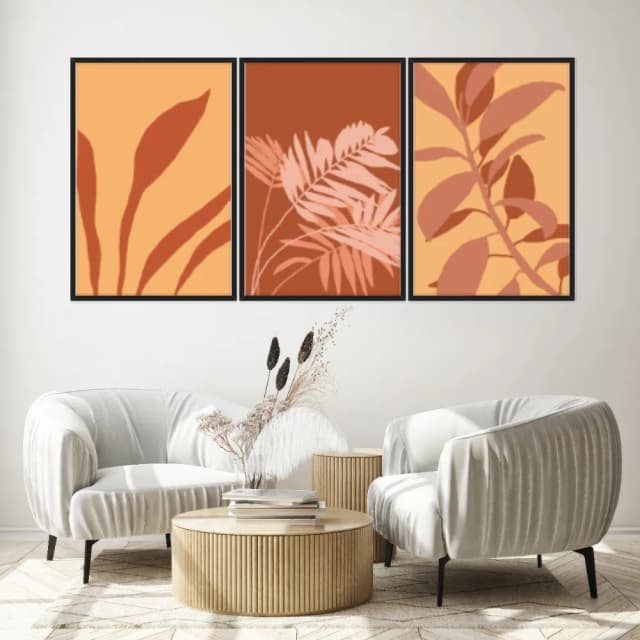 Kit Quadros Decorativos Planta Abstrata