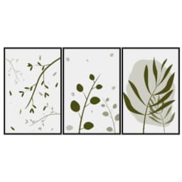 Kit Quadros Decorativos Planta Abstrato Verde