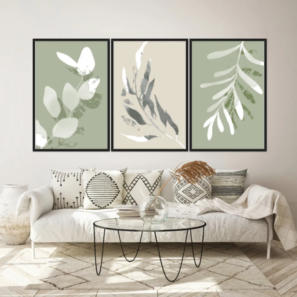 Kit Quadros Decorativos Planta Abstrata