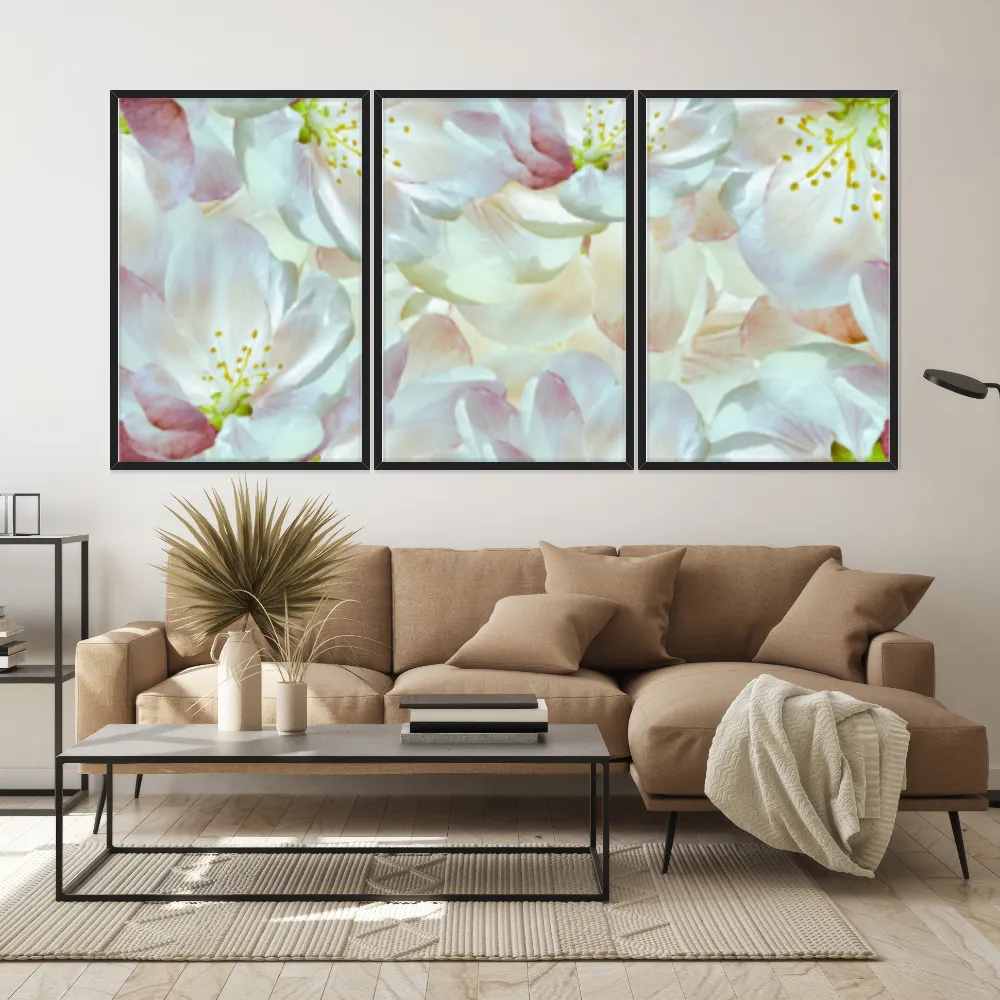 Kit Quadros Decorativos Flor Branca E Rosa