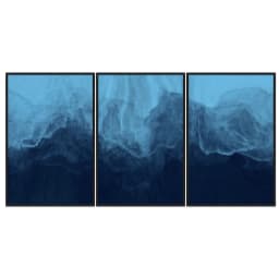 Kit Quadros Decorativos Pinceladas Tinta Azul