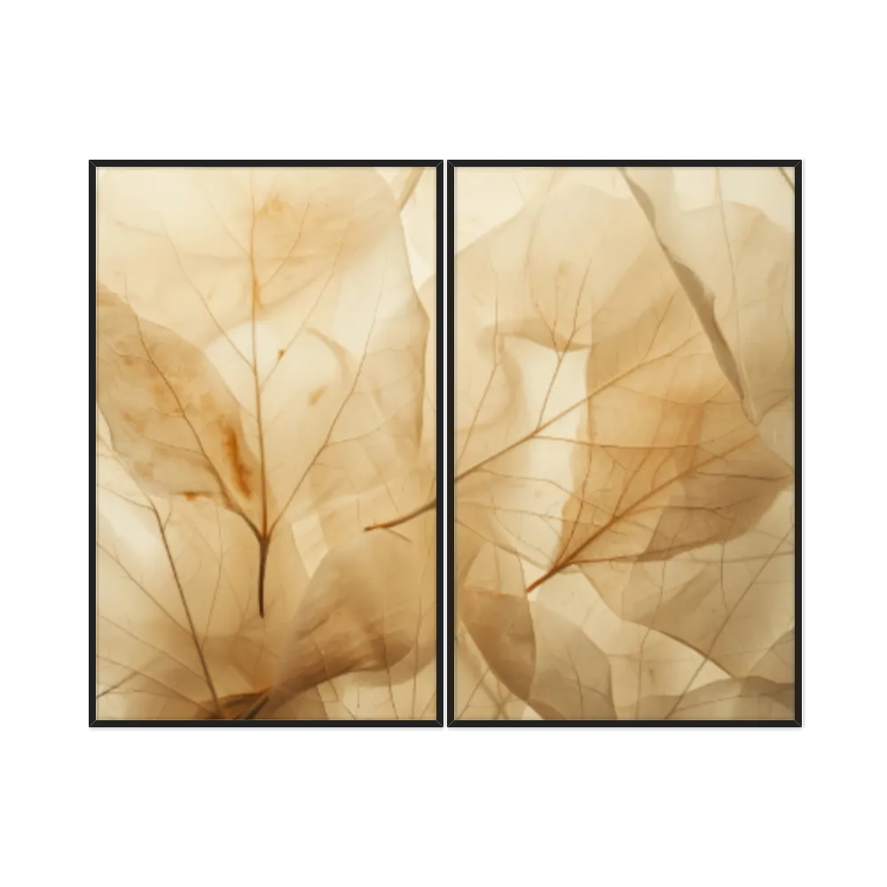 Kit Quadros Decorativos Textura De Folhas