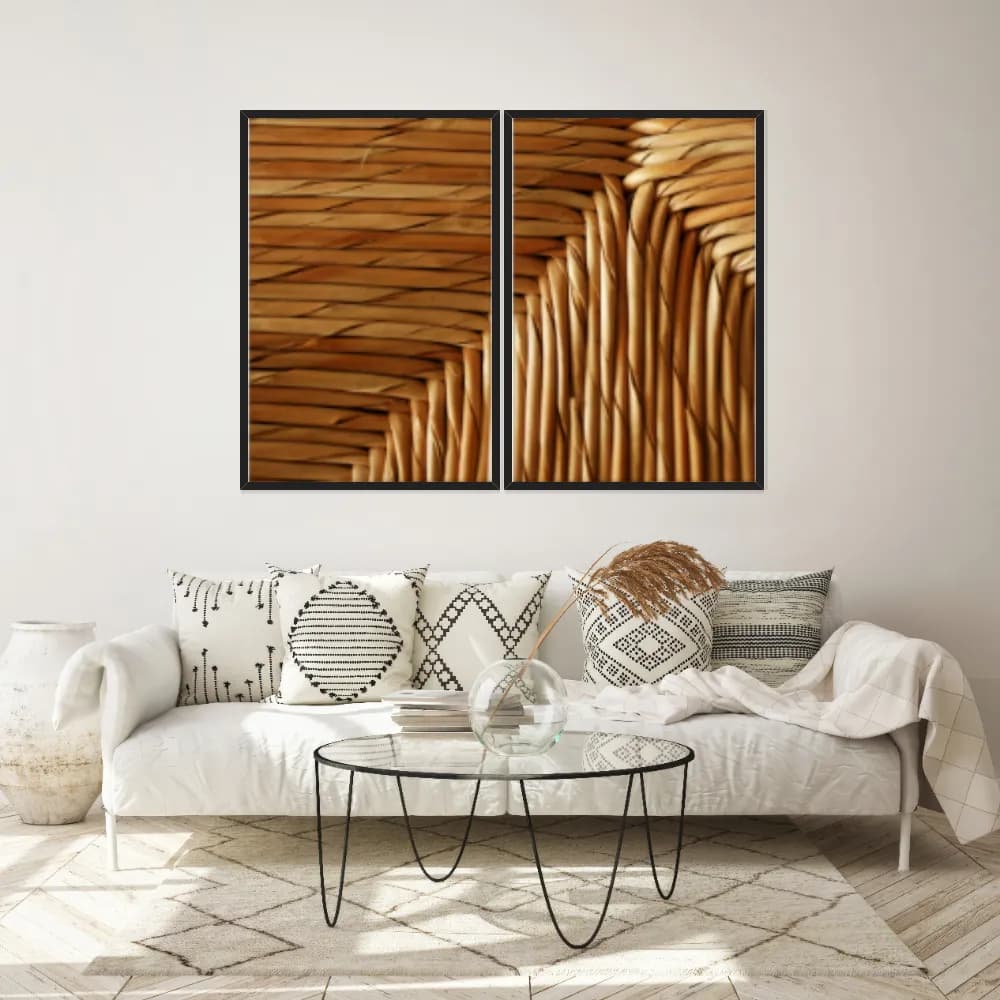 Kit Quadros Decorativos Madeira De Bambu