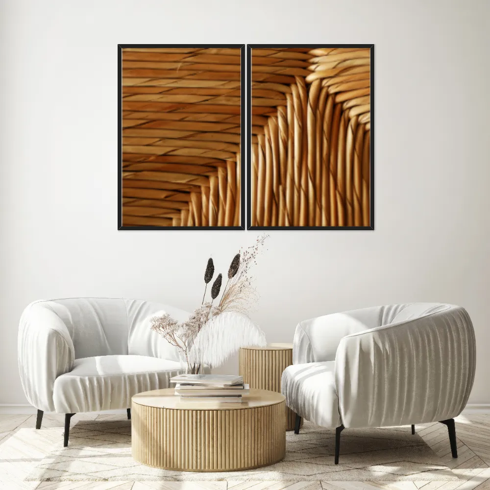Kit Quadros Decorativos Madeira De Bambu