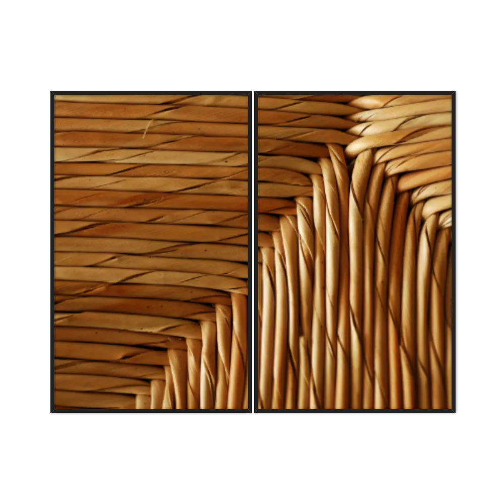 Kit Quadros Decorativos Madeira De Bambu