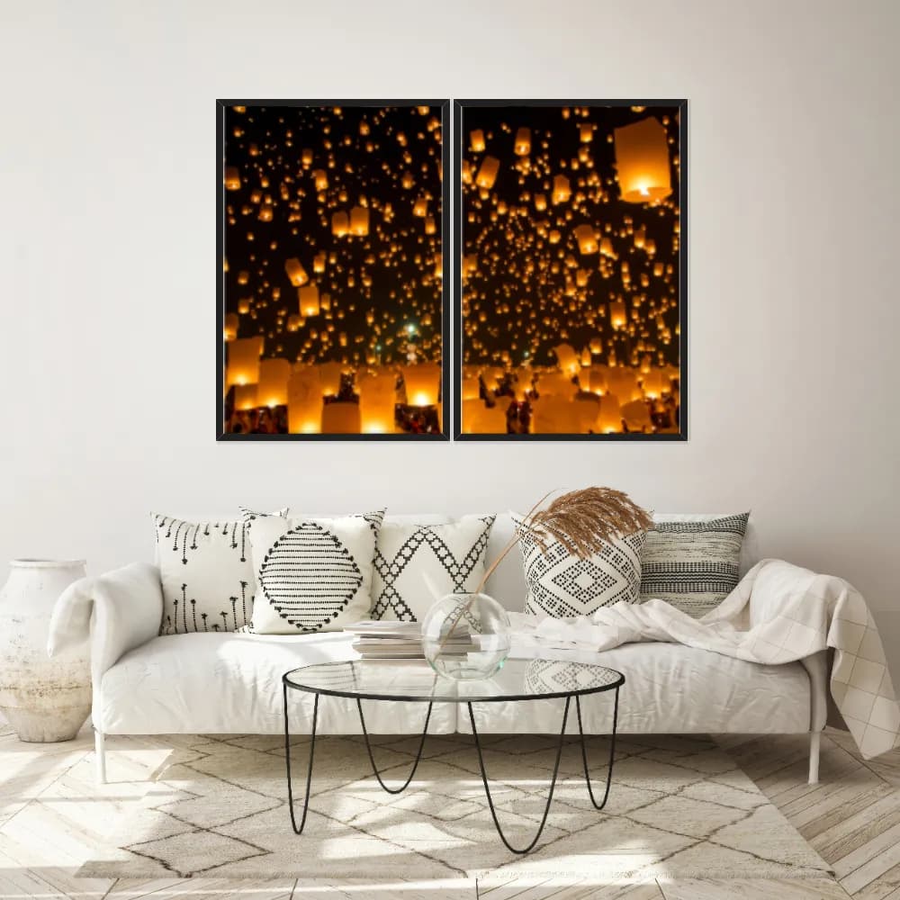 Kit Quadros Decorativos Lanternas No Céu