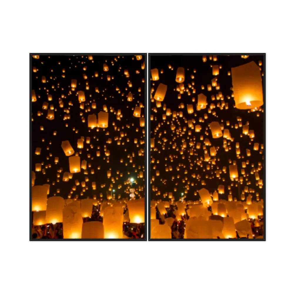Kit Quadros Decorativos Lanternas No Céu