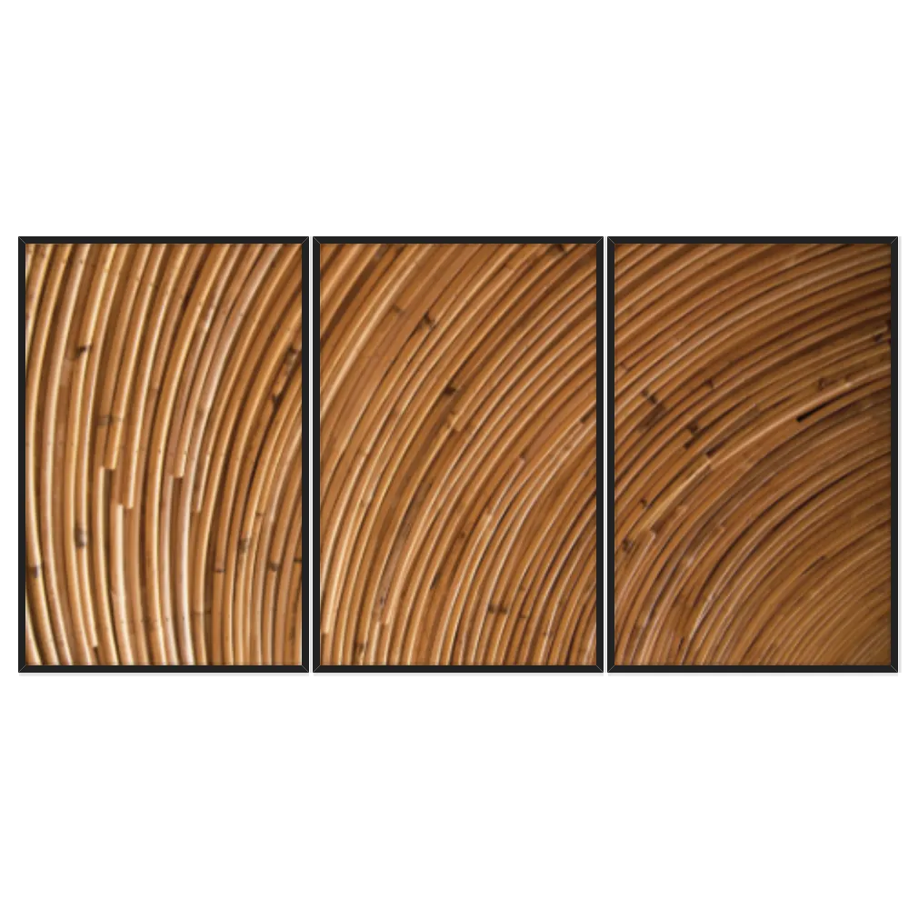 Kit Quadros Decorativos Madeira De Bambu
