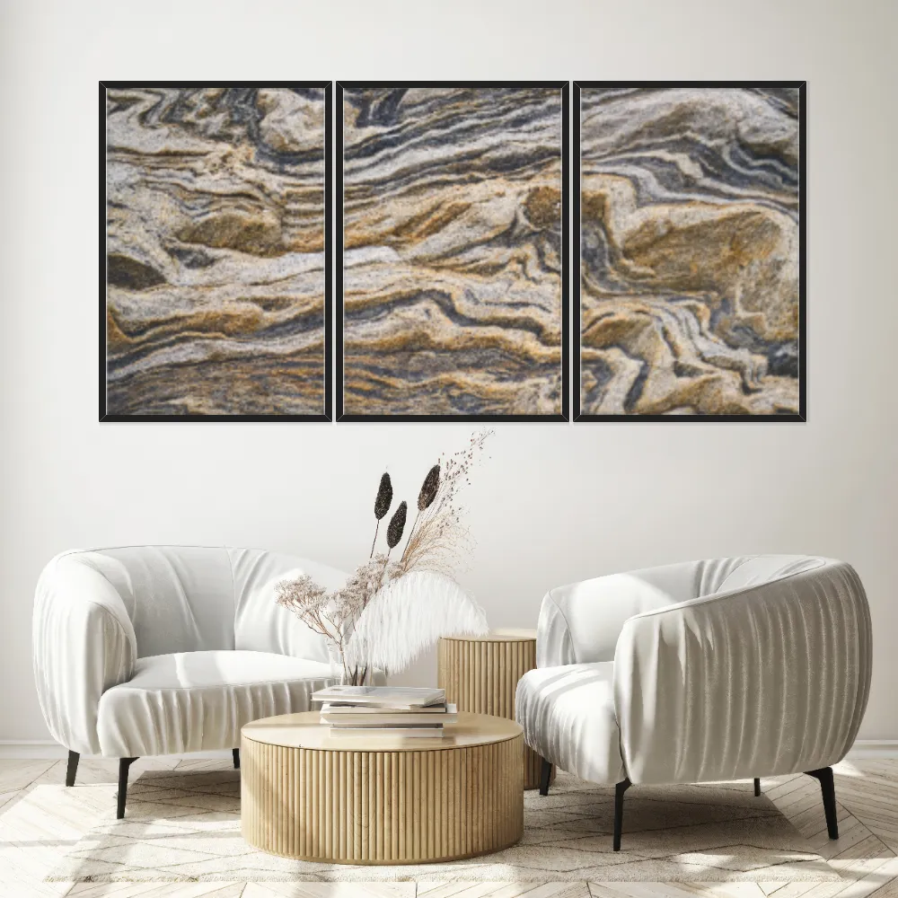 Kit Quadros Decorativos Pedra Marrom