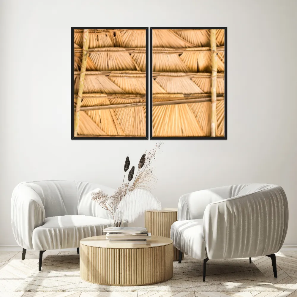 Kit Quadros Decorativos Madeira De Bambu